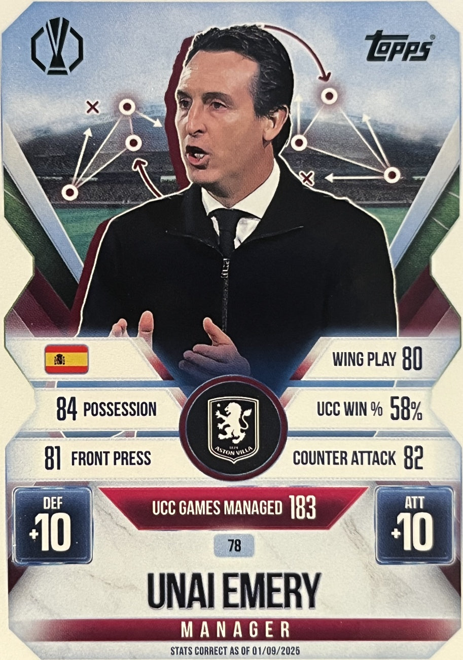 Unai Emery 2026 2026 Topps Match Attax Extra 2026 #78